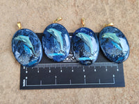 Polished Sodalite Pendant with Hand Painted Dolphin - Sold Per Item - From Namibia