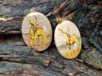 Polished Polychrome Jasper Pendant with Hand Painted Kudu - sold per item - From Madagascar