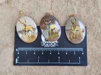 Polished Polychrome Jasper Pendant with Hand Painted Kudu - sold per item - From Madagascar