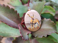 Polished Polychrome Jasper Pendant with Hand Painted Kudu - sold per item - From Madagascar