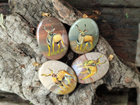 Polished Polychrome Jasper Pendant with Hand Painted Kudu - sold per item - From Madagascar