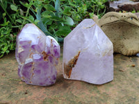 Polished Window Amethyst Quartz Crystals x 2 From Akansobe, Madagascar