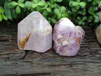 Polished Window Amethyst Quartz Crystals x 2 From Akansobe, Madagascar