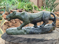 Hand Made Green Verdite Leopard Carving x 1 From Zimbabwe