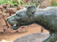 Hand Made Green Verdite Leopard Carving x 1 From Zimbabwe