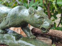 Hand Made Green Verdite Leopard Carving x 1 From Zimbabwe