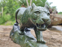 Hand Made Green Verdite Leopard Carving x 1 From Zimbabwe