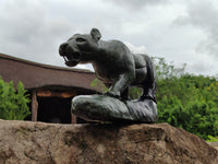 Hand Made Green Verdite Leopard Carving x 1 From Zimbabwe