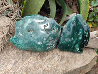 Polished On One Side Emerald Mtorolite Plates x 2 From Mutorashanga, Zimbabwe