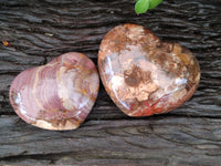 Polished Polychrome Jasper Gemstone Hearts x 2 From Madagascar