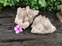 Natural Smokey Phantom Quartz Clusters x 2 From Luena, Congo