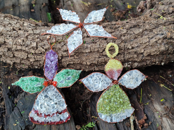 Hand Made Mixed Gemstone Christmas Decorations - sold per pack of 5 -  From South Africa