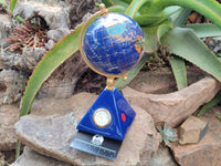 Hand Made Lapis Lazuli World Globe Clock x 1 From China