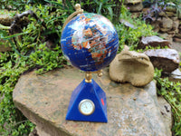 Hand Made Lapis Lazuli World Globe Clock x 1 From China