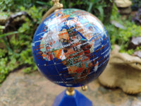 Hand Made Lapis Lazuli World Globe Clock x 1 From China