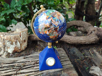 Hand Made Lapis Lazuli World Globe Clock x 1 From China