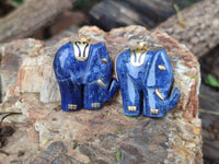 Polished Sodalite Elephant Pendant with Gold Bail and Trim - Sold Per Item - From Namibia