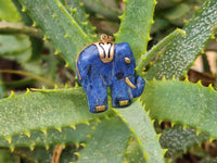 Polished Sodalite Elephant Pendant with Gold Bail and Trim - Sold Per Item - From Namibia