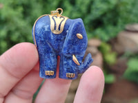 Polished Sodalite Elephant Pendant with Gold Bail and Trim - Sold Per Item - From Namibia