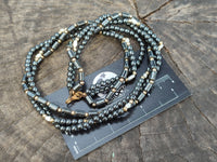 Polished Silver Hematite and Freshwater Pearl Triple Strand Beaded Necklace - Sold Per Item - From China