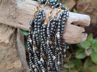 Polished Silver Hematite and Freshwater Pearl Triple Strand Beaded Necklace - Sold Per Item - From China