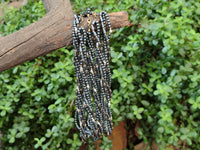 Polished Silver Hematite and Freshwater Pearl Triple Strand Beaded Necklace - Sold Per Item - From China