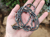 Polished Silver Hematite and Freshwater Pearl Triple Strand Beaded Necklace - Sold Per Item - From China