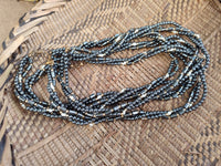 Polished Silver Hematite and Freshwater Pearl Triple Strand Beaded Necklace - Sold Per Item - From China