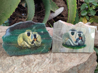 Hand Made Monkey Decoupage Stone Slabs x 6 From Southern Africa