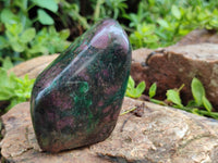 Polished Ruby Corundum In Chrome Verdite Standing Free Forms x 5 From Zimbabwe