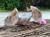 Polished Smokey Amethyst Window Quartz Crystals x 3 From Akansobe, Madagascar