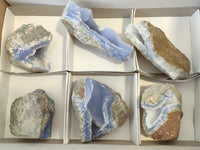 Natural Blue Lace Agate Geode Specimens x 6 From Malawi