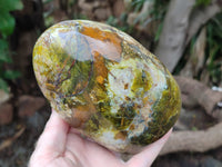 Polished Green Opal Standing Free Forms x 2 From Antsirabe, Madagascar