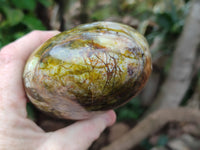 Polished Green Opal Standing Free Forms x 2 From Antsirabe, Madagascar