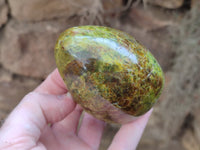 Polished Green Opal Standing Free Forms x 2 From Antsirabe, Madagascar