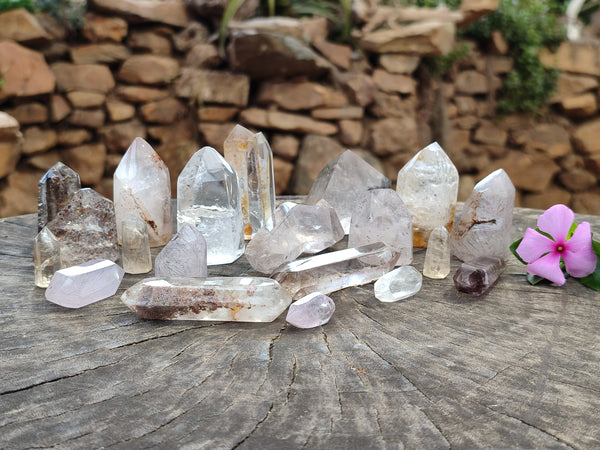 Polished Mixed Inclusion Window Quartz Crystals x 20 From Madagascar