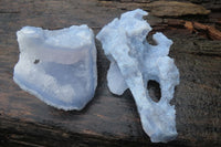 Natural Etched Blue Chalcedony Specimens x 3 From Nsanje, Malawi