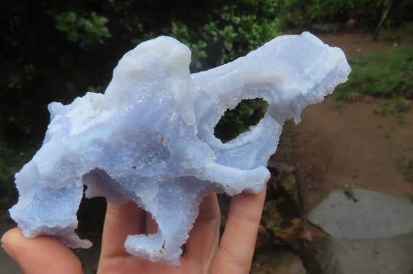 Natural Etched Blue Chalcedony Specimens x 3 From Nsanje, Malawi