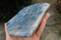 Polished Blue Spinel Spotted Quartz Standing Free Form x 1 From Madagascar