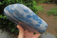 Polished Blue Spinel Spotted Quartz Standing Free Form x 1 From Madagascar