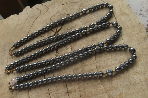 Polished Hematite & Gold Beaded Necklace - Sold Per Item - From Southern Africa