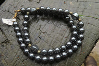 Polished Hematite & Gold Beaded Necklace - Sold Per Item - From Southern Africa