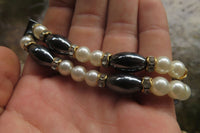 Polished Silver Hematite and Freshwater Pearl Beaded Necklace - Sold Per Item - From China