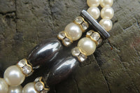 Polished Silver Hematite and Freshwater Pearl Beaded Necklace - Sold Per Item - From China