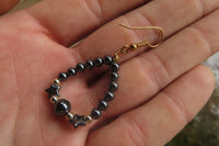 Polished Pair of Hematite Star Bead Loop Earrings - sold per Pair - From Southern Africa