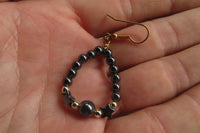 Polished Pair of Hematite Star Bead Loop Earrings - sold per Pair - From Southern Africa