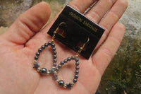 Polished Pair of Hematite Star Bead Loop Earrings - sold per Pair - From Southern Africa