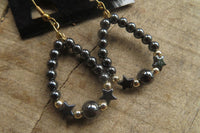 Polished Pair of Hematite Star Bead Loop Earrings - sold per Pair - From Southern Africa