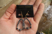 Polished Pair of Hematite Star Bead Loop Earrings - sold per Pair - From Southern Africa