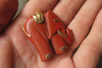 Polished Red Jasper Elephant Pendant with Gold Bail and Trim - Sold Per Item - From South Africa